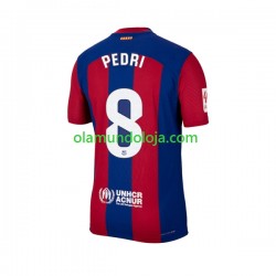 Camisola FC Barcelona Pedri 8 Homem Equipamento Primeiro 2023-2024 Manga Curta